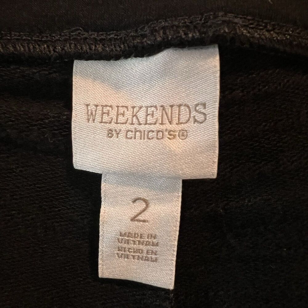 Chicos Weekend Pants 2 Black Wide Leg Pull On Athleisure - Picture 5 of 7